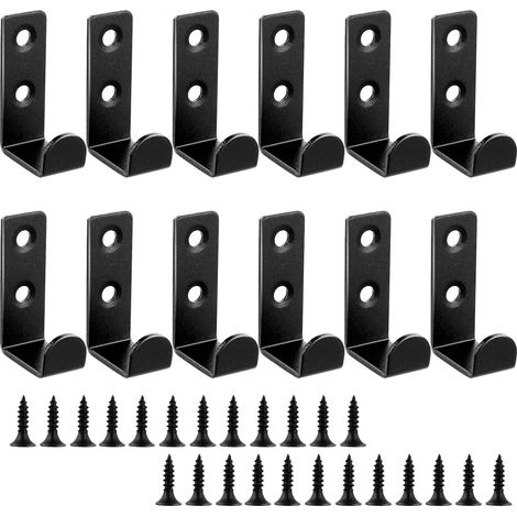 Lot de 12 crochets muraux de garage - 45 x 25 mm - Crochets de garage - Crochets pour appareils - Crochets d'échelle - Crochets muraux - Crochets muraux pour charges lourdes - Noir - Crochets (1/5)