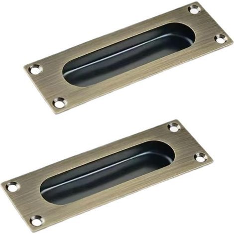 Maniglia quadrata a incasso per porte - adatta per porte scorrevoli, armadi, porte a soffietto, ecc. - confezione da 2, color rame, 120 x 40 mm (1/5)