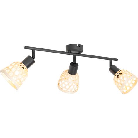 Orientalischer Spot schwarz mit Bambus 3-flammig - Rayan