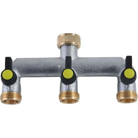 Aquatech 468B Distributore 3 Vie Rubinetto a Sfera 3-4'' Femmina 3 Uscite 3-4'' Maschio Ottone cromato (1/2)