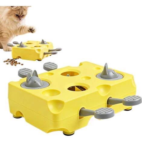Selbstfütterungsspielzeug für Katzen – Anregender Futterautomat in Käseform Anti-Langeweile-Spielzeug Geistige Stimulation, beschäftigt Katzen, Langsames Fressen, Welpen, Hunde (1/5)