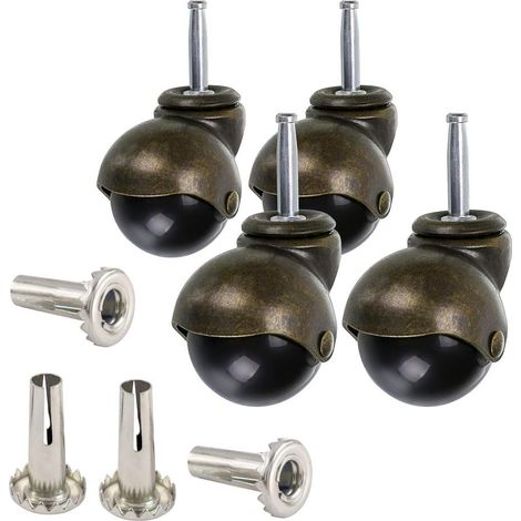ZOLGINAH Rueda de Bolas de Bronce de 50 mm, Ruedas para Muebles con casquillos, Ruedas de Bolas Redondeadas, Repuesto para Muebles, sofás, sillas, gabinetes, Juego de 4 (1/5)