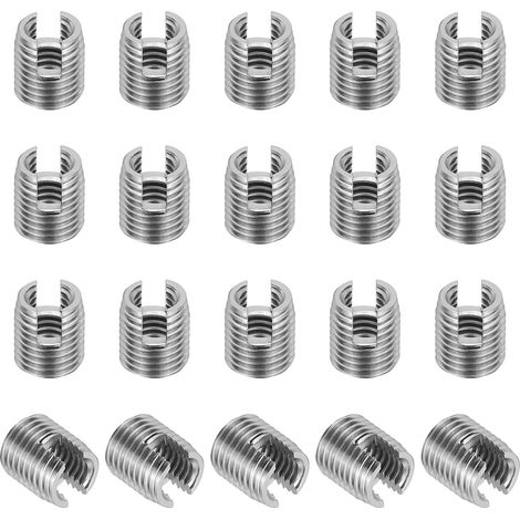 Insert Fileté Auto-Taraudeurs, 20 Pcs M6 x M9 x 10mm Acier Inoxydable 303 Filetage Adaptateur Réducteur Vis à Fente Inserts de Réparation Écrous Manchon (1/5)