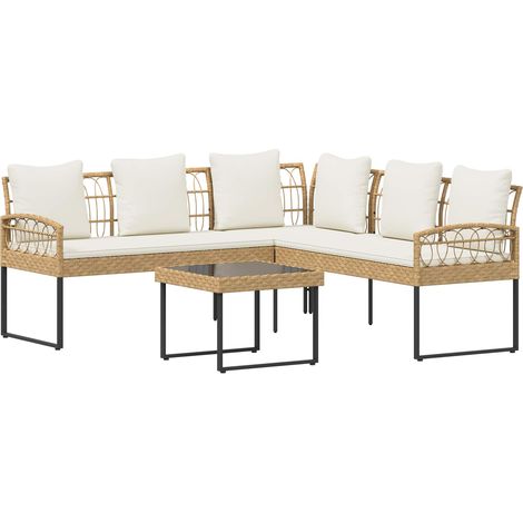 Conjunto de sofás de jardín con cojín 2 pcs Natural vidaXL