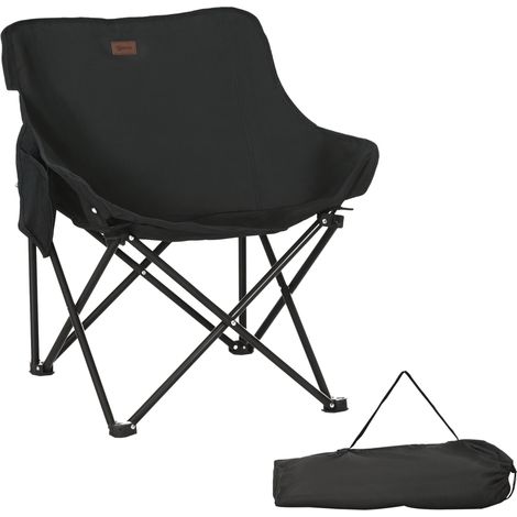 Chaise de camping pliable 61 x 54 x 66 cm ultralégère avec sac transport et poche latérale design en tissu oxford noir (1/5)