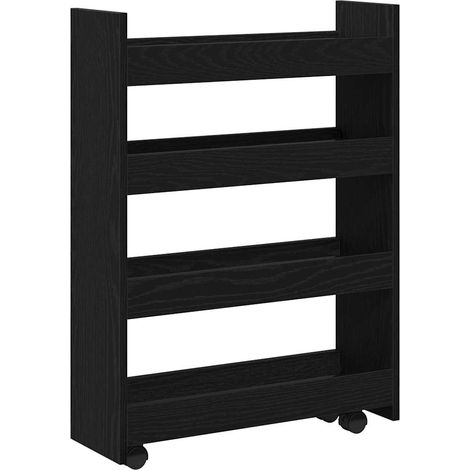 Maison Exclusive - Carrello di Stoccaggio Stretto Rovere Nero 60 x 20 x 82 cm