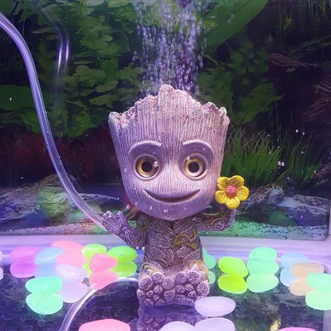Pompe à bulles d'air en résine en forme d'arbre, accessoire décoratif pour aquarium. (1/5)