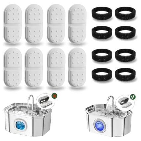 Fontaine à eau pour chats Apauk, fontaine à eau en acier inoxydable, fontaine à eau ultra-silencieuse pour chats, avec fenêtre LED, taille S - Grande capacité de 3,2 L (4 filtres et 4 éponges)