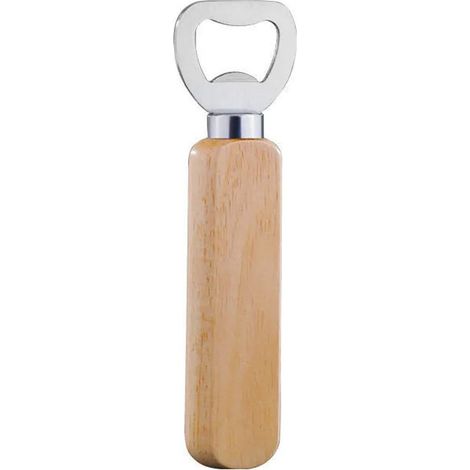 Ouvre-bouteille - Décapsuleur en bois - Tire-bouchon - Ouvre-bouteille pour boissons gazeuses - Ouvre-bouteille avec manche en bois - Ouvre-bouteille - Couleur bois - Acier inoxydable/bois de chêne Co (1/5)