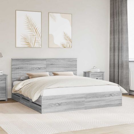 Bettrahmen Graues Sonoma 180 x 200 cm Ingenieurs Holz