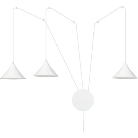 Sospensione Minimal 3 Luci Fujin In Acciao Bianco E Paralume A Cono (1/5)