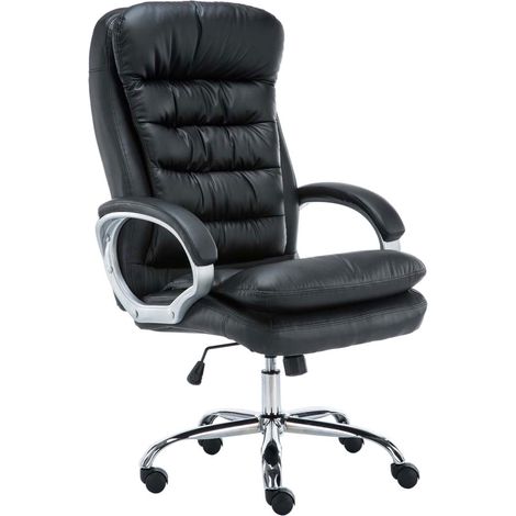 Sedia da ufficio con rotelle e meccanismo di inclinazione integrato portata massima 235 kg similpelle nera struttura in metallo 100006946