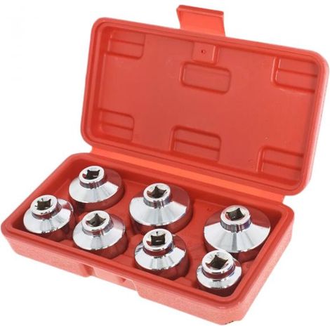 Set Kit di Chiavi a tazza per Filtro Olio 7 Pz Per Chiave a Cricchetto 24-38mm