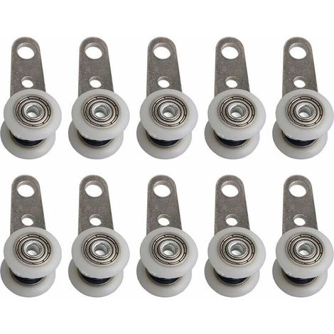 Lot de 10 roulettes pour portes-fenêtres ou portes coulissantes - Métal et plastique - 4,5 x 1,9 cm (1/5)
