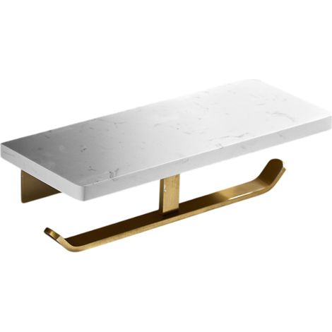Porte-papier toilette de luxe Nordic Light en marbre, grand format, avec porte-serviettes multifonctionnel et double porte-papier toilette. (1/5)
