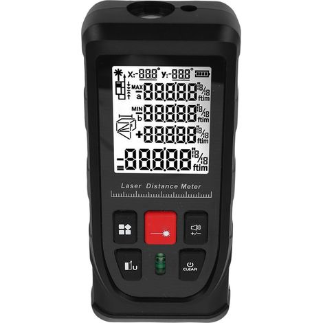 Télémètre laser numérique 50M 165FT avec niveau à bulle écran LCD rétroéclairé calcul surface volume pour chantier bâtiment (1/5)