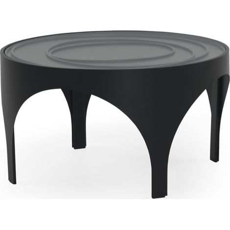 Schwarzer Couchtisch aus Metall mit Glasplatte (1/5)