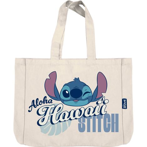 Sac de courses en coton Lilo & Stitch avec anses, 46 x 40,5 x 10 cm