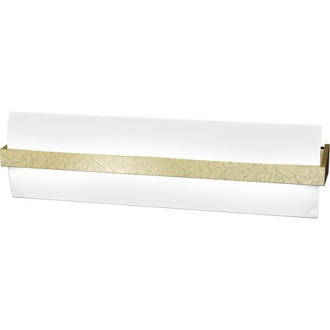 Applique Contemporanea Wood Metallo Foglia Oro Vetro Bianco 2 Luci E27 L50Cm