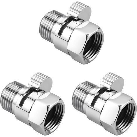 Robinet d'arrêt pour pommeau de douche (3 pièces), régulateur de débit G1/2 pour douchette et bidet. (1/5)