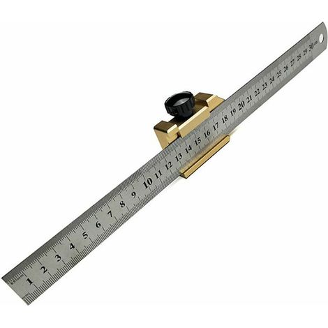 Jauge de marquage 30 cm, Trusquin à mortaise Règle de travail du bois avec bloc de positionnement