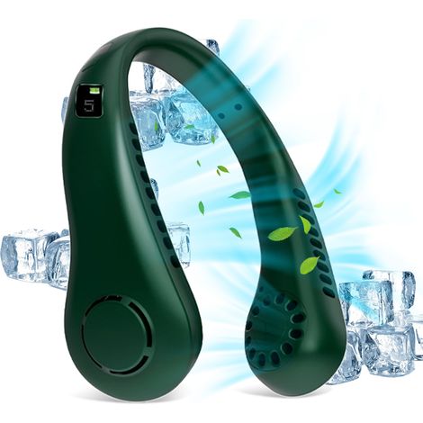 Ventilateur portable sans pales à 5 vitesses, affichage numérique, à suspendre autour du cou, grande capacité 2600 mAh, climatiseur paresseux USB, petit ventilateur portatif (1/5)