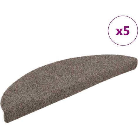 5 pcs Tapis autoadhésifs de marches, Tapis d'escalier, Marchettes D'escalier Crème 56x17x3 cm Aiguilleté MKS21254 (1/5)