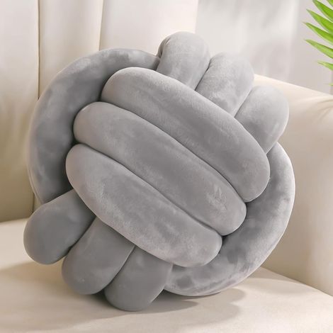 1 Coussin Noeud, Velours Doux, Coton PP, Décoration Salon, Chambre Enfant, 28cm (1/5)