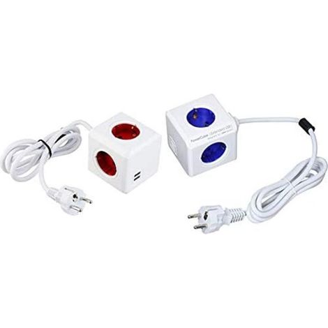 Ladrón Powercube original 4 tomas corriente + 2 USB con cable 1.5 gris - (1/5)