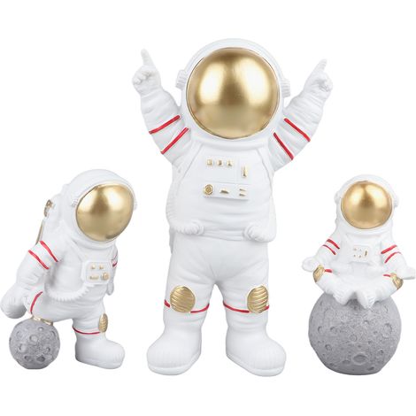 Figurine Astronaute Résine Décorative Mignonne Statue Cosmonaute Mini Ornement pour Meuble TV Bureau Chambre Enfant (1/5)