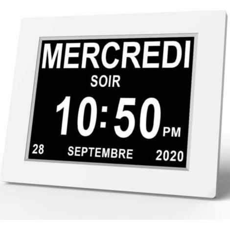 Horloge calendrier numérique One Piece 8 pouces avec date et heure, horloge Alzheimer pour parents, rappel de médicaments pour grands-parents et enfants - Blanc - 266 210 50mm Ulisme (1/4)