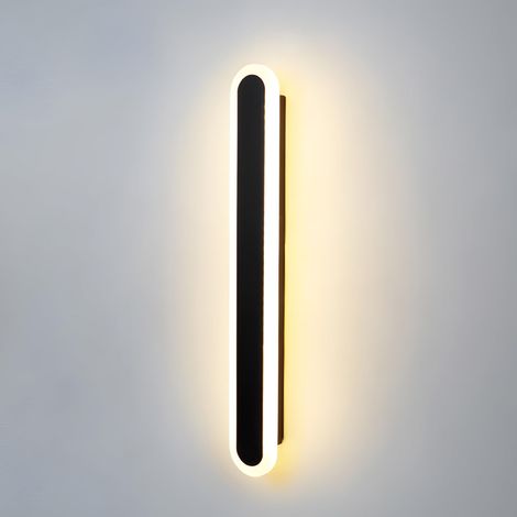 Applique Murale Intérieure LED,12W Lampe Murale Moderne 3 Température de Couleur 3000K/4000K/6000K,Acrylique Luminaire Mural pour Chambre Salon Couloir Escalier,Noir 40CM 110-240V (1/5)