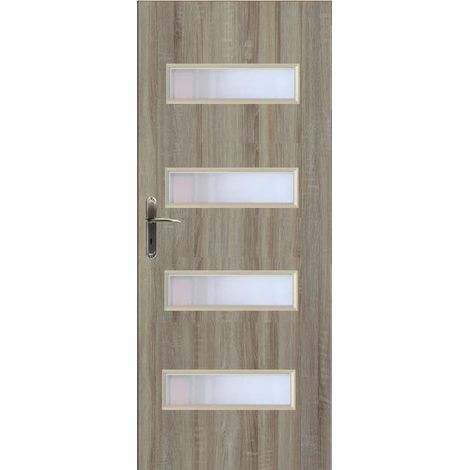 Porte d'intérieur vitrée PRESTIGE chêne Sonoma en plusieurs dimensions - Poussant: Droit - Largeur porte: 90 cm