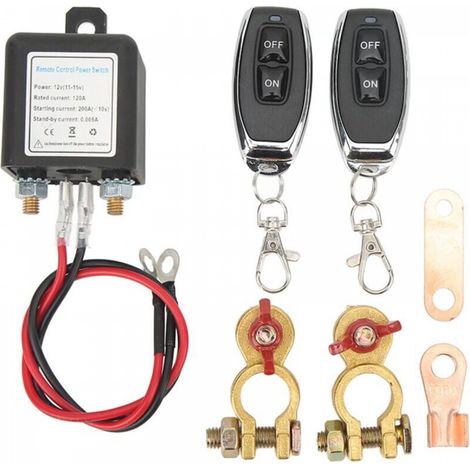 Interrupteur de Déconnexion de Batterie à Distance, Interrupteur de Coupure de Voiture DC 12 V, Antivol, Coupe-circuit Principal avec Borne en Cuivre Télécommandée pour Voiture (12V120A) (1/5)