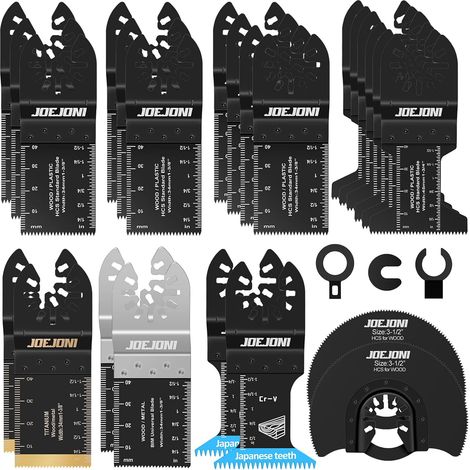 27 Pcs Lame Scie Oscillante, Universelle Outil Multifonction Saw Blades Accessoires Kit, Lame Outil Multifonction, pour Multimaster, Ryobi, Milwaukee, Bosch, Dremel, Dewalt, Rockwell, Makita (1/5)