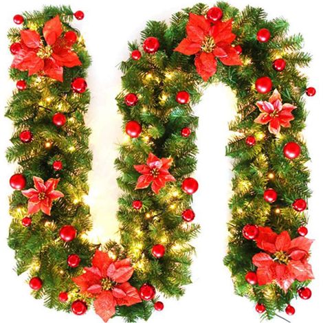 Girlande De Noël Éclairée - 270 cm - PVC - Pour Extérieur Jardin Balcon Porte Fenêtre - 1 Pièce (1/5)