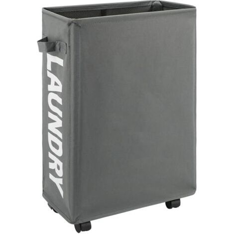 Panier à linge fin à roulettes de 55,9 cm avec poignée sur roulettes, panier à linge pliable, trieur et organisateur de linge pliable, grand panier de rangement (gris) (1/5)
