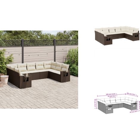 9-tlg. Garten-Sofagarnitur mit Kissen Braun Poly Rattan - Gartenmöbel - Sofas - Outdoor Möbel - Rattan Möbel - PE-Rattan (1/3)