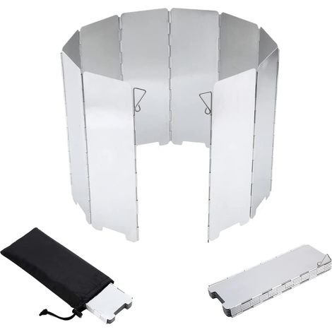 Pare-Vent Pliable en Alliage d'aluminium,10 Plaques Assiettes Pare-Vent de Camping Portable,Plein Air Pare-Brise pour Réchaud Extérieur Pique-Nique (1/5)