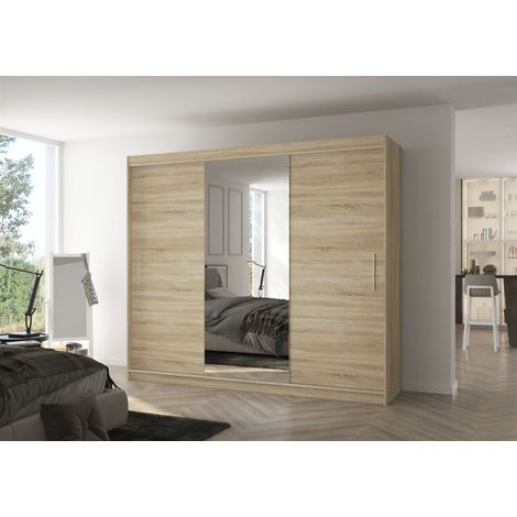 Schiebetürenschrank Schrank Nr.540 in Sonoma matt- Spiegel 250x215x58 cm (1/3)