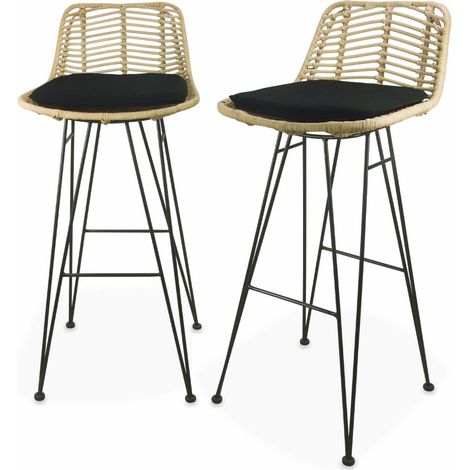 sweeek - 2 Barhocker aus Rattan und Metall (1/5)