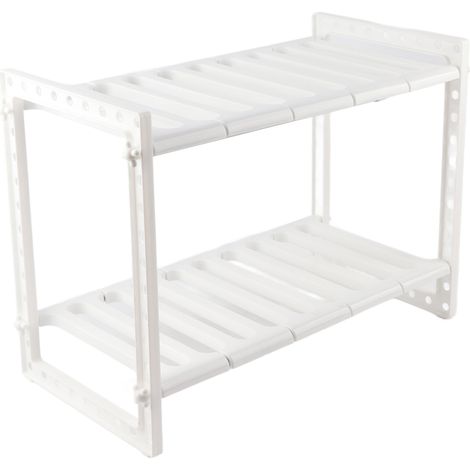 Étagère de rangement coulissante en acier inoxydable, 2 niveaux, pour sous évier, organisateur de cuisine extensible. (1/5)
