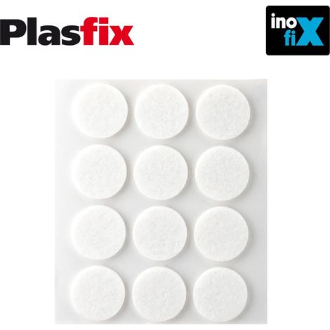 Confezione da 12 feltri adesivi sintetici bianchi Ø22mm Plasfix INOFIX