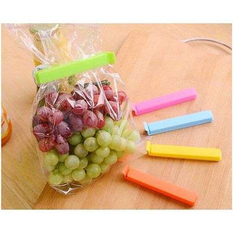 Lot de 5 Clips de Fermeture pour Sachets, Plastique, 11 cm Clip alimentaire aléatoire de couleur, peut recevoir une seule couleur