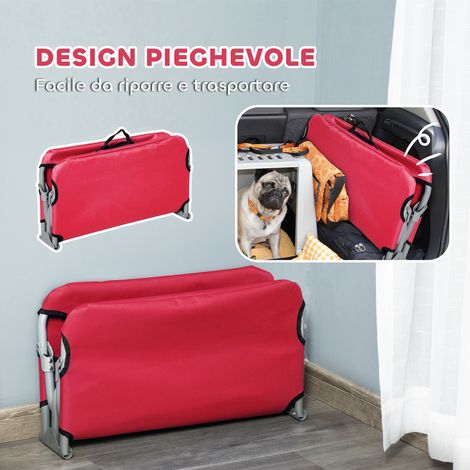 Cage pliable chien taille petite, usage intérieur et extérieur, acier et Oxford rouge, 71x58x20 cm (1/5)