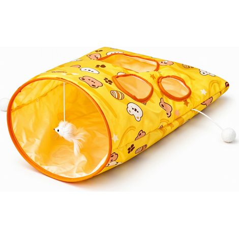 tunnel de jeu pliable pour chat au quotidien 33 x 33 cm jaune (1/5)