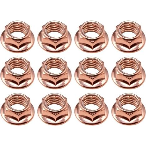Écrous de Collecteur d'Échappement M8, Écrous Hexagonaux Autofreinateurs en Cuivre Résistants aux Hautes Températures, Compatibles avec Culasse de Moteur Automobile pour Série 3 (1/5)