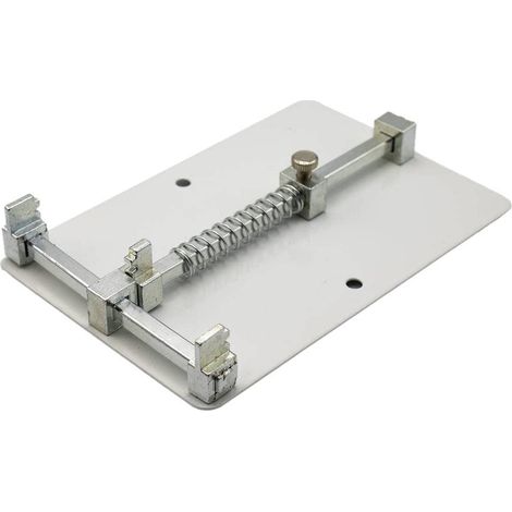 Support universel pour circuit imprimé – Outil de réparation de pince de fixation – Kit de soudure – Acier inoxydable – Support de carte de circuit imprimé – pour réparation de rainures IC – 12 x 8 cm (1/5)