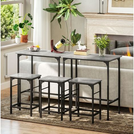 Mesa de bar con 2 taburetes, 80 x 50 x 87 cm, acero gris DESVIAE (1/5)
