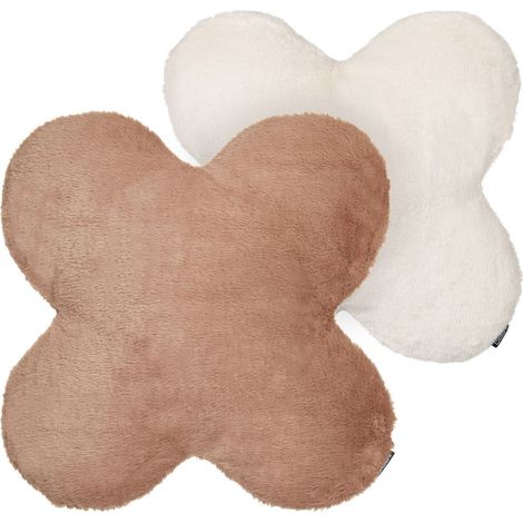Set di 2 cuscini in tessuto di poliestere con imbottitura in cotone beige e marrone chiaro 54 x 54 cm Achillea